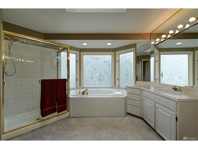 residential master bath shower sink counters cabinets
